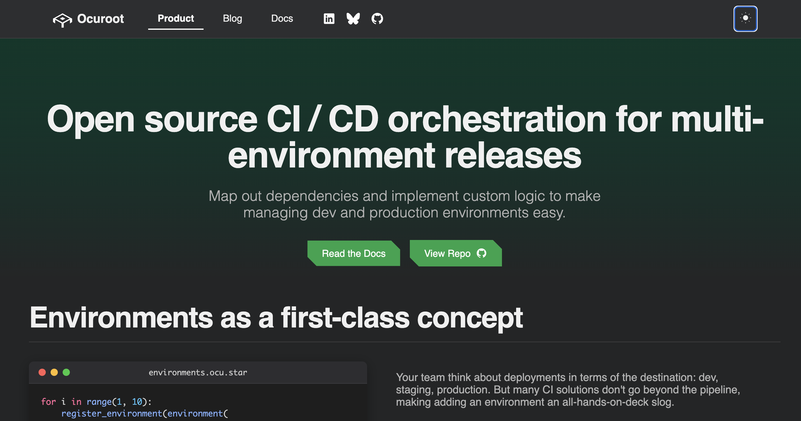 Screenshot of the ocuroot.com hole page